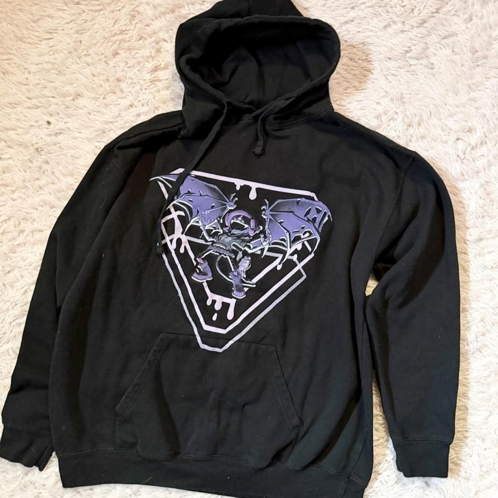 Murder Drones Uzi Bite Me Grunge Spooky Bat Graphic Hoodie Mens XL Gothic Emo